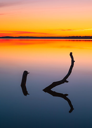 Nature, Water, Sunset, Horizon, Gradient, Snag HD phone wallpaper