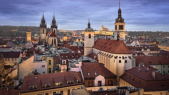 City lights, Urban landscape, Architectural marvels, Prague's breathtaking sights HD wallpaper