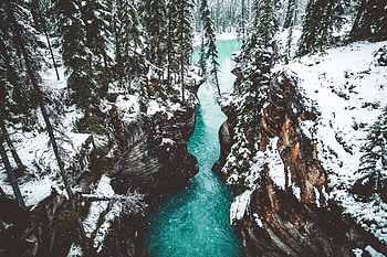 Nature, Canyon, Canada, Waterfall, Precipice, Break, Athabasca HD wallpaper