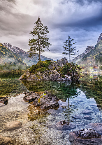 Nature, Mountains, Rocks, Lake, Germany, Hintersee, Hinterese, Ramsau Bei Berchtesgaden, Ramzau-Bai-Berkhtesgaden HD phone wallpaper