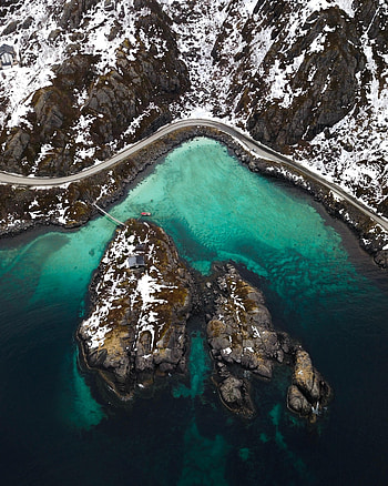 Nature, Mountains, View From Above, Vertex, Lake, Tops, Snow Covered, Snowbound HD phone wallpaper
