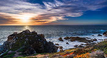 Sea, coast, clouds, nature, sunset HD wallpaper
