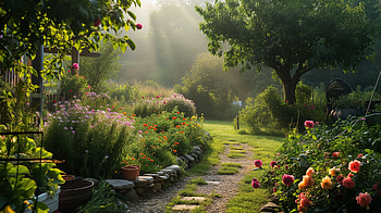 Enchanting Flower Garden Path, Flower Garden, path, garden, flower, sunlight HD wallpaper