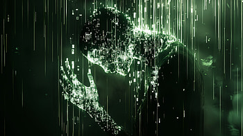Digital Sorrow: A Sad Ultra, sad, Digital Art, Abstract, silhouette, green, abstract green HD wallpaper