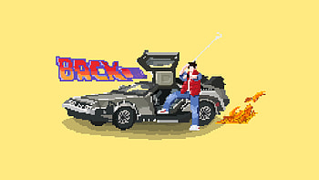 Back To The Future Pixel Art, delorean, back-to-the-future, artist, artwork, digital-art, cars, 8-bit, artstation HD wallpaper