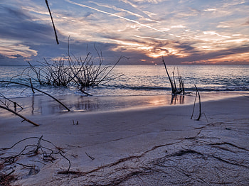 Landscape, Nature, Sunset, Sea, Shore, Bank HD wallpaper