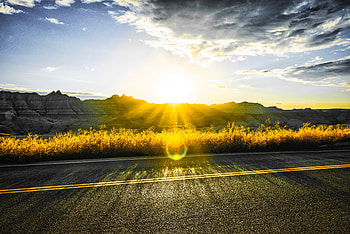 Nature, Mountains, Sun, Glare, Road, Sunny, Solar HD wallpaper