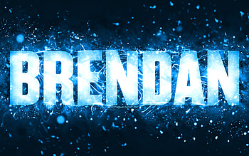 Happy Birtay Brendan, , blue neon lights, Brendan name, creative, Brendan Happy Birtay, Brendan Birtay, popular american male names, with Brendan name, Brendan HD wallpaper