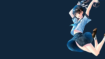 Anime, Original, Long Hair, Red Eyes, School Uniform, Skirt, Smile HD wallpaper