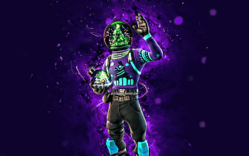 Minty Globe Shaker, , violet neon lights, Fortnite Battle Royale, Fortnite characters, Minty Globe Shaker Skin, Fortnite, Minty Globe Shaker Fortnite HD wallpaper