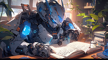 Reading Robot – Enrich Your Background, robot, man made, book HD wallpaper