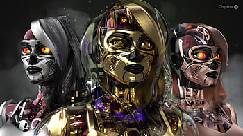 Chiptos X 3D Robot Girl Mirai Robot Woman NFT Background Precious Metals, robot HD wallpaper