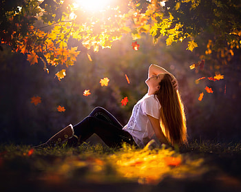 Leaves Sunlight Women Outdoors, leaves, sunlight, women, outdoors, girls HD wallpaper