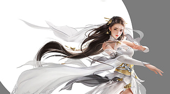Fantasy girl, white, girl, fantasy, jianyachi l HD wallpaper