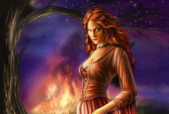 Melisandre, night, abstract, fantasy, gypsy, girl, stars, fire, beauty HD wallpaper
