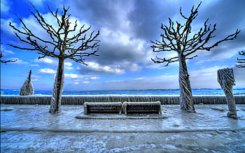 Ice Cold, blue, winter, frozen, sheets, sub-zero, cold, r, clouds, ice HD wallpaper