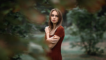 Blue eyes, woman model, outdoor HD wallpaper