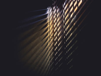 Dramatic light and shadows cast through window blinds, creating a moody atmosphere. HD wallpaper