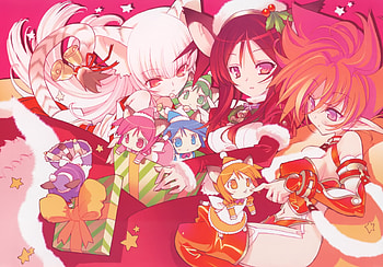 catgirls christmas, ears, cat, girls, anime HD wallpaper