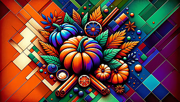 Colorful Abstract Geometric Pumpkin, pumpkin spice, pumpkin, fall, vibrant colors, leaf HD wallpaper