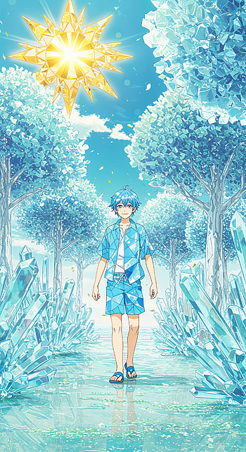 Crystal Summer Vibes: Anime for Your , Anime, landscape, crystal, anime landscape HD phone wallpaper