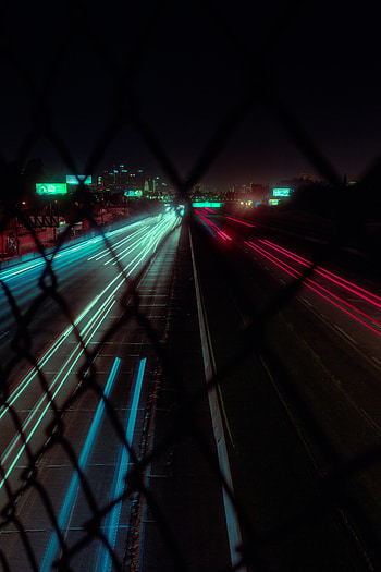 Night, City, Lights, Dark, Road, Long Exposure HD phone wallpaper