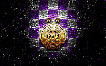 Austria Vienna FC, glitter logo, Austrian Bundesliga, violet white checkered background, soccer, austrian football club, Austria Vienna logo, mosaic art, football, Austria Vienna, Austria HD wallpaper