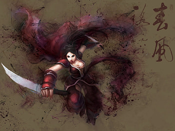 Flying Daggers, fantasy, cloak, daggers, oriental, warrior, female HD wallpaper