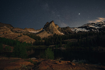 Landscape, Nature, Mountains, Night, Lake, Dark HD wallpaper