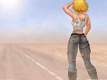 The Raod of Life, sundessert, blond, hot, sky, road, jeans HD wallpaper