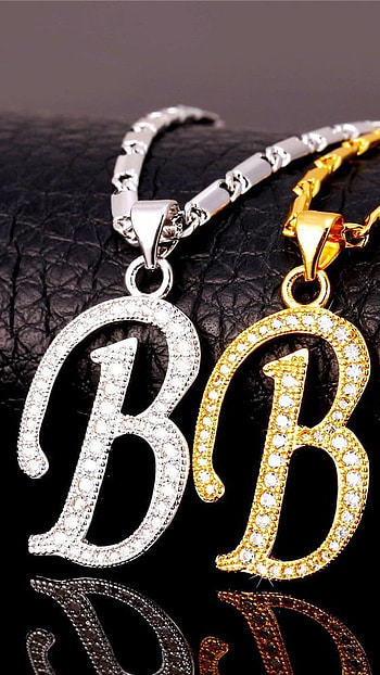 B Letter, Golden And Silver, golden, silver, locket HD phone wallpaper