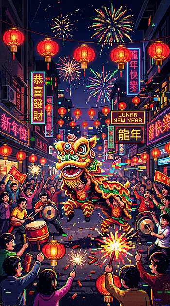 Neon Lunar New Year: Dragon Parade HD phone wallpaper