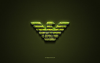 Armani logo, green creative logo, floral art logo, Armani emblem, green carbon fiber texture, Armani, creative art HD wallpaper