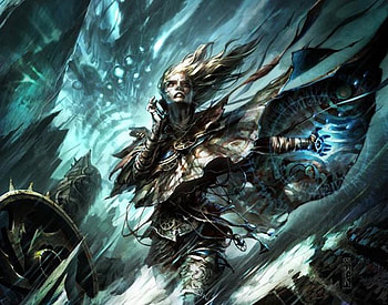 Surrender to the will of the night, blue, raymond swanland, magic, girl, warrior HD wallpaper