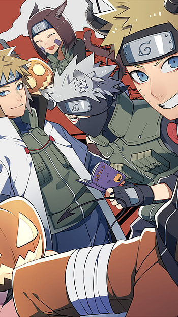 pumpkin, halloween, Kakashi Hatake, Minato Namikaze, Naruto Uzumaki, Anime, Naruto, anime halloween HD phone wallpaper