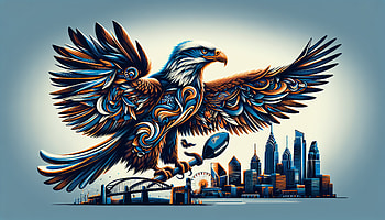 Philadelphia Eagles Majestic Flight, Philadelphia Eagles, eagle, city skyline, football, sports art HD wallpaper