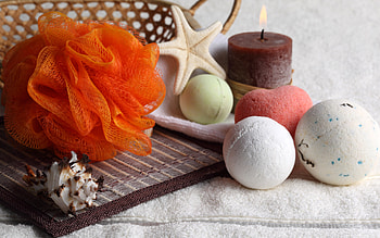 Spa, white, graphy, popular, balls, orange, still life, elegant, abstract, candle, fancy, seastar HD wallpaper