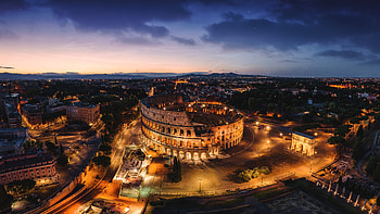Colosseum at Dusk - Rome Cityscape, Landscape, Italy HD wallpaper