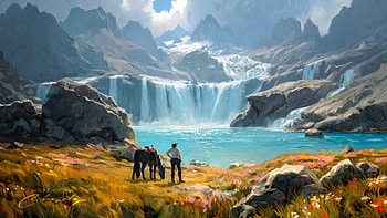 Far Lands. Unknown place, landscape, oil painting, fantasy, adventure, fantasy adventure, fantasy landscape HD wallpaper
