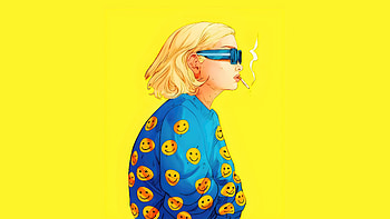 Smiley Hoodie Girl Sunglasses, hoodie, girls, yellow, artist, artwork, digital-art, artstation HD wallpaper