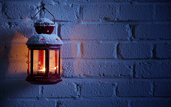 Fiery lanterns, Winter night, Warm candlelight, Holiday ambiance HD wallpaper