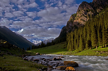 Early morning, Altyn Arashan, Kyrgyzstan, Travels HD wallpaper