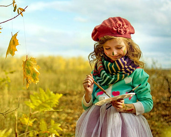 Cute Girl, cute, girl, painting, field HD wallpaper