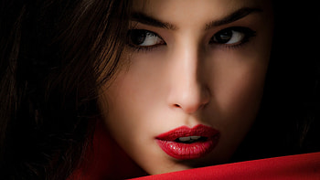 girl, brunette, model, person, lipstick, bright, makeup HD wallpaper