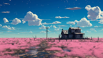 Dreamscape — Starlit Clouds Over a Pink Prairie, landscape, Digital Art, sky, cloud, Stars HD wallpaper