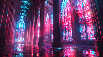 Futuristic Neon Cathedral, cathedral, futuristic architecture, neon HD wallpaper