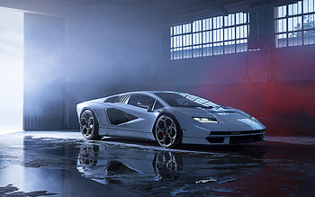 Lamborghini Countach LPI 800-4, 2022, front view, supercar, Countach 2022 exterior, new white Countach, LPI 800-4, Italian sports cars, Lamborghini HD wallpaper