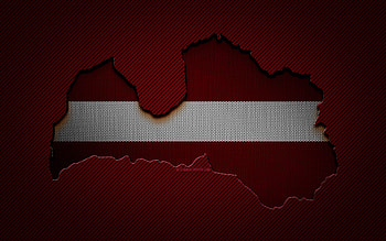 Latvia map, , European countries, Latvian flag, red carbon background, Latvia map silhouette, Latvia flag, Europe, Latvian map, Latvia, flag of Latvia HD wallpaper