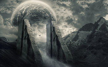 Journey To The Unknown, Fog, Grey, Surreal, Fantasy, Strange, Walls, Dark, Mist, Path, Planet HD wallpaper