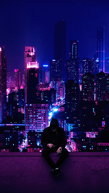 Alone Cyberpun, game, cyberpunk, purple HD phone wallpaper